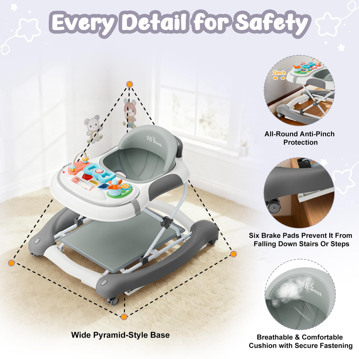 HAWEEK walker rear wheel speed control for safe, customizable motion.