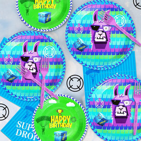 Haxpacal video games llama 7-inch plates ideal for appetizers and desserts