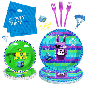 Haxpacal video games llama 9-inch plates for sturdy dining and quick cleanup