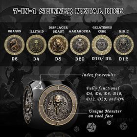 Haxtec spinner dice Dragon side enhances dramatic fantasy visuals at the table
