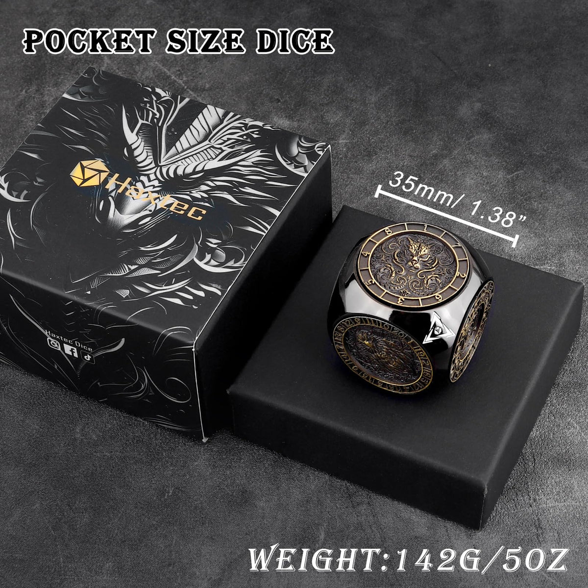 Haxtec spinner dice Mimic side introduces playful loot prompts