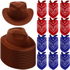 Haysandy cowboy hat set package with 12 hats and bandanas, great for party decor