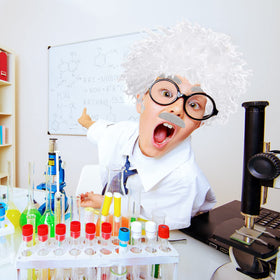 Haysandy eyebrow beard suit completes the old-physicist look
