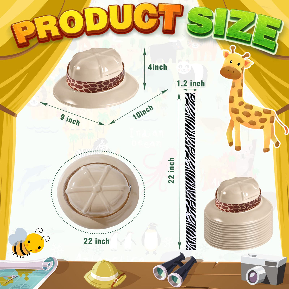 Haysandy jungle stickers, 10 styles, for decorating safari hats at parties