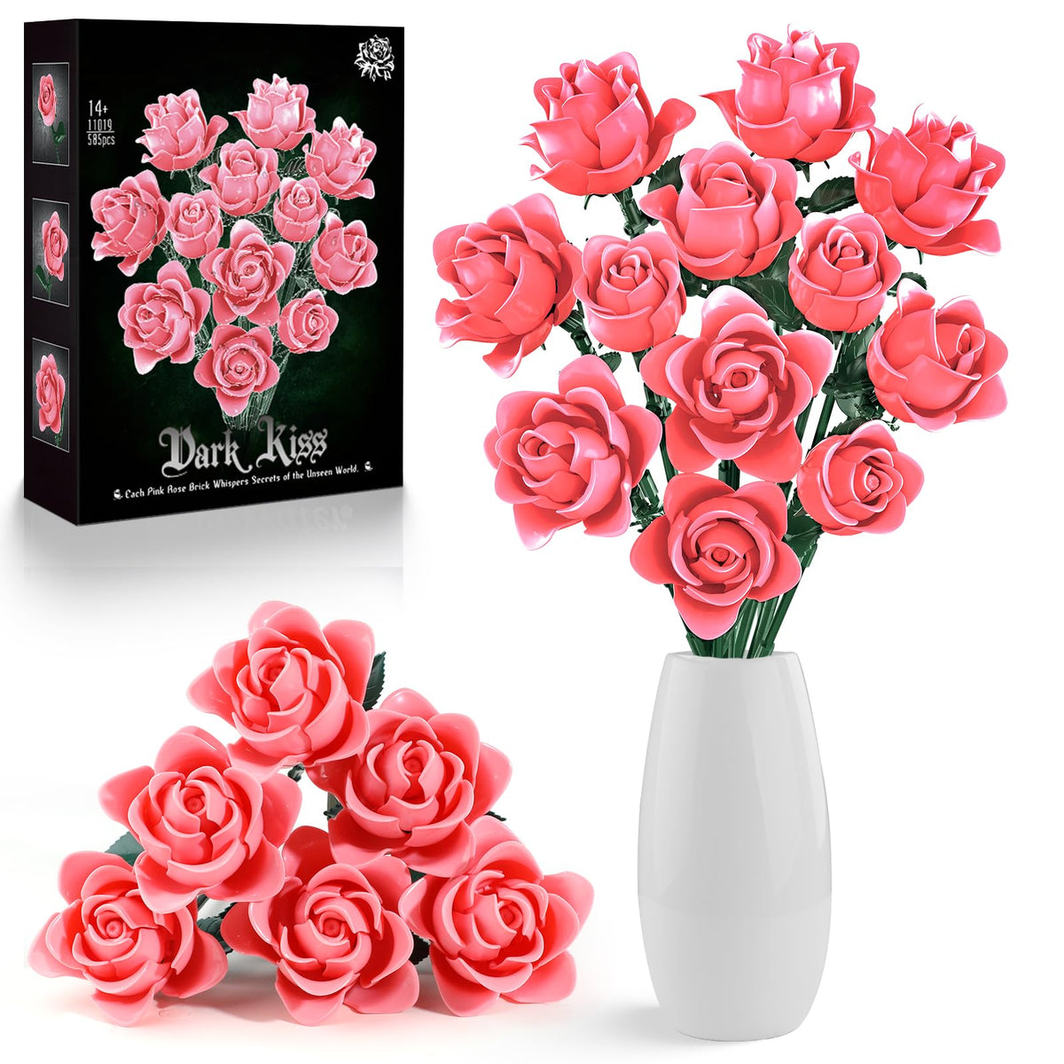 HAYXUN 12 pink roses bouquet: everlasting decor for mom's shelf.