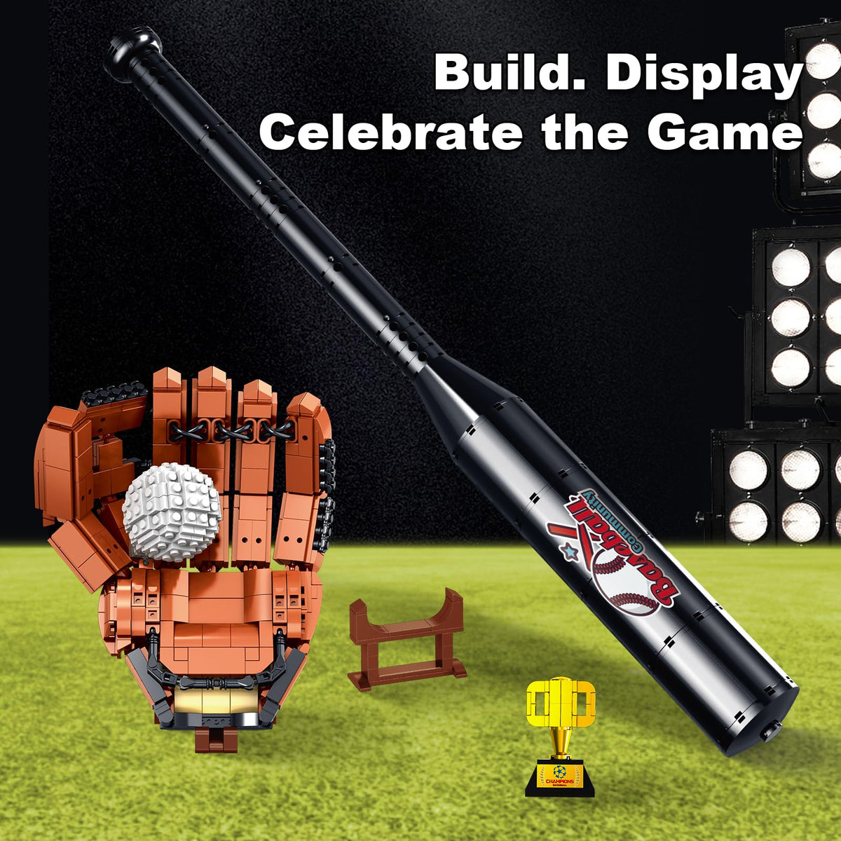 HayXUN baseball building set ball detail with realistic stitching for decor