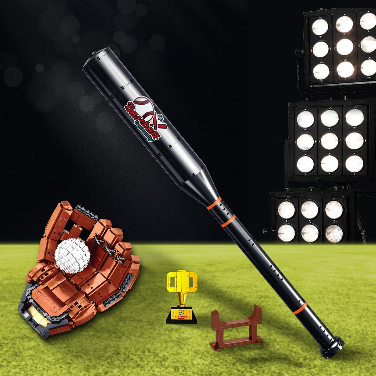 HayXUN baseball building set final sculpture ready for desk or mantel
