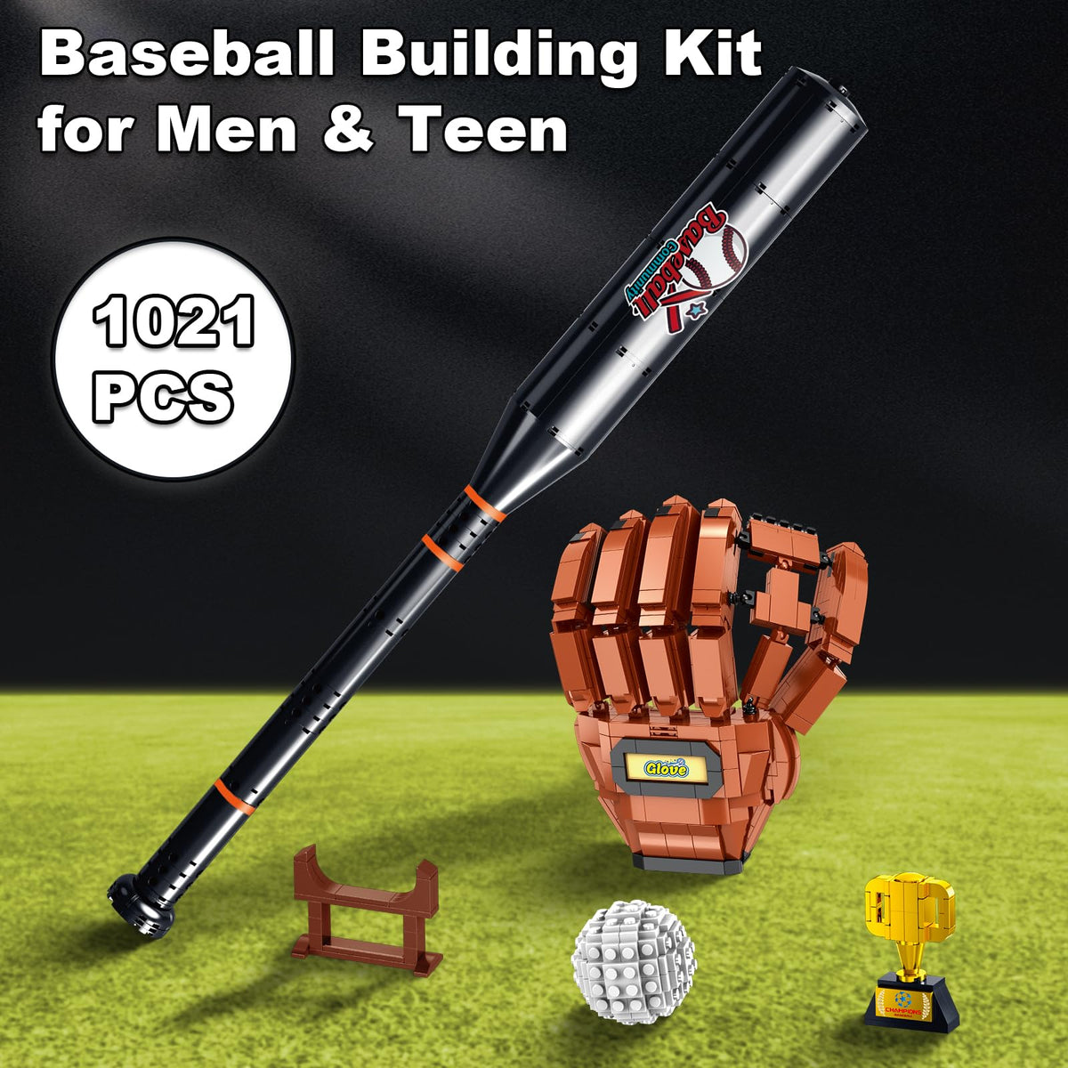 HayXUN baseball building set glove detail with stitching for nostalgic decor