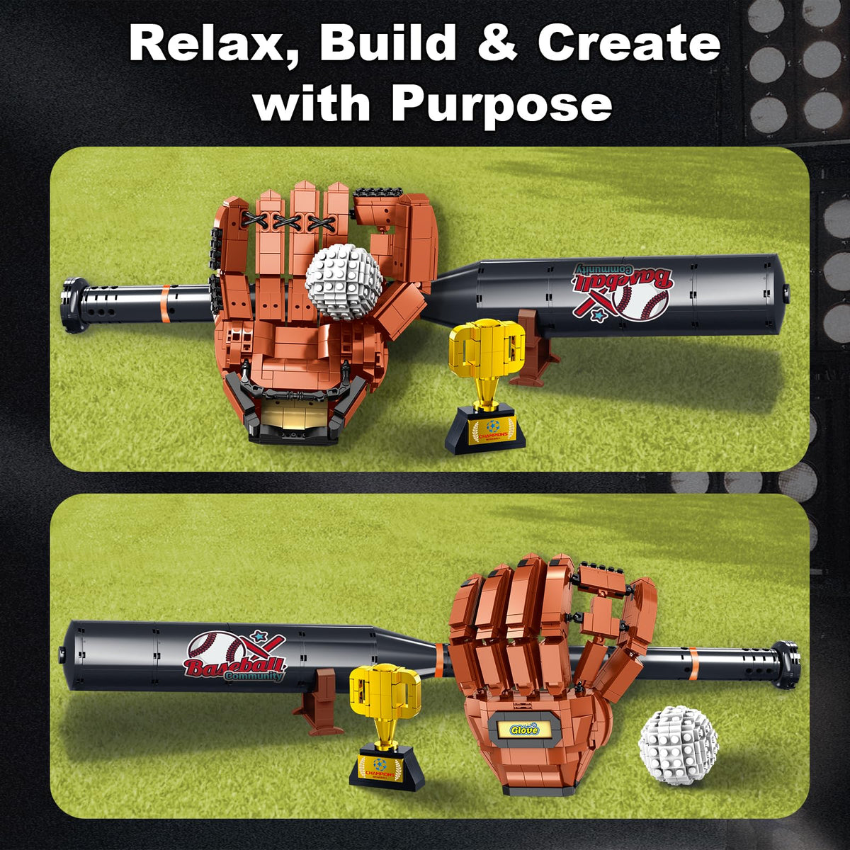 HayXUN baseball building set trophy detail as a statement piece