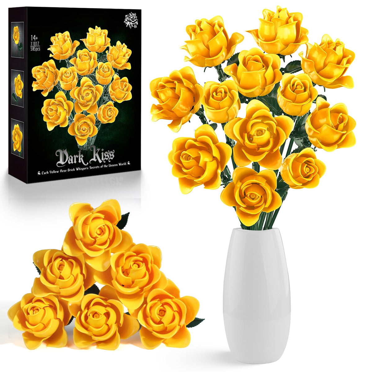 HayXUN box content reveals 12 yellow roses blocks ready for creative assembly.