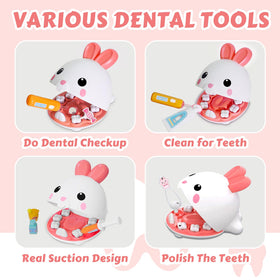 HAYXUN dental rabbit toy with tools supports role-play learning.