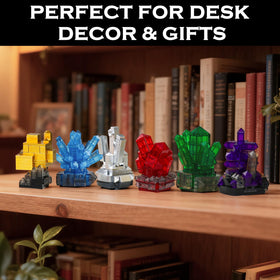 HAYXUN gemstone building blocks kit assembled collection displays vibrant crystals in a luminous display.