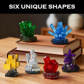 HAYXUN gemstone building blocks kit crystal models showcase lifelike facets for a museum-quality home display.