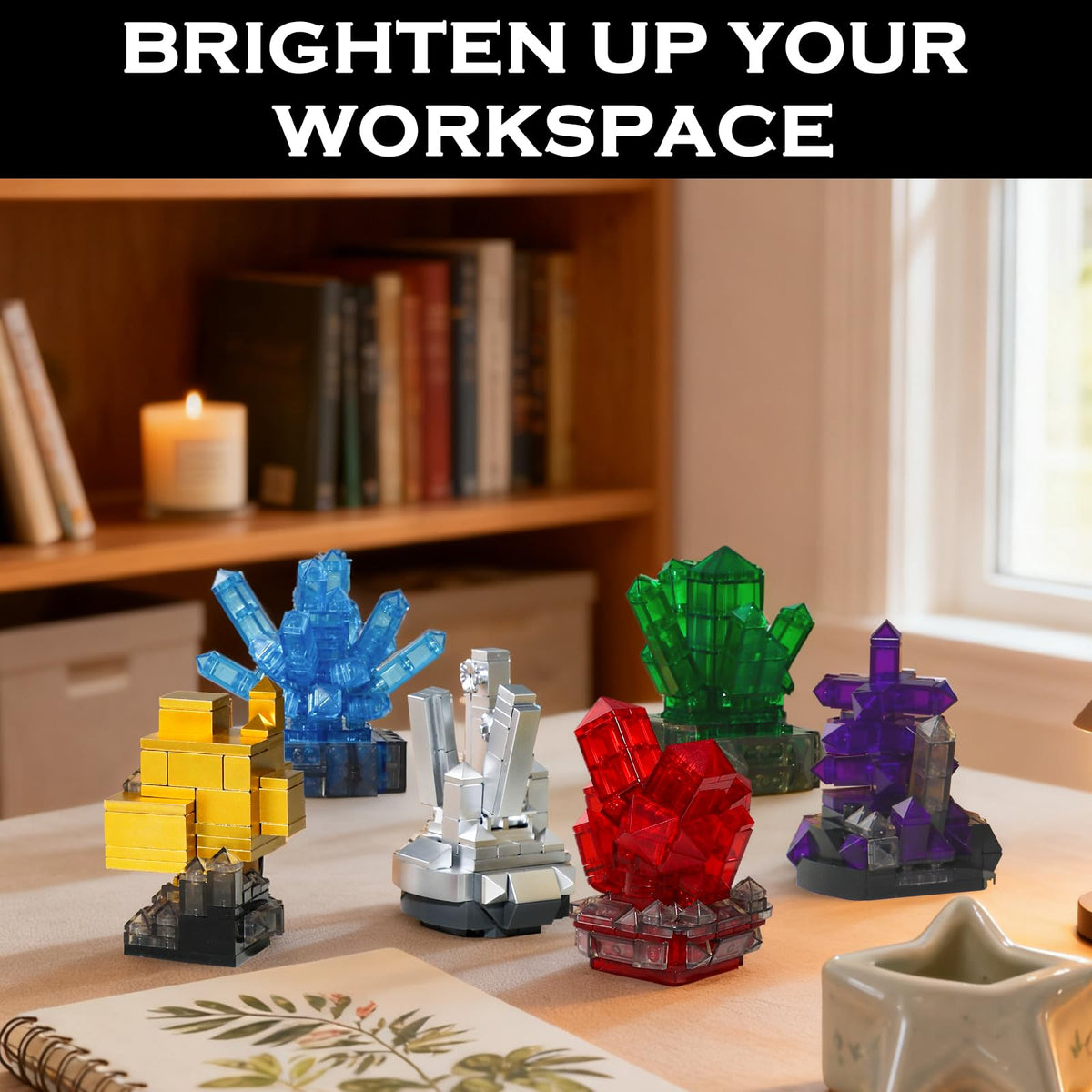 HAYXUN gemstone building blocks kit museum-quality display ready at home.