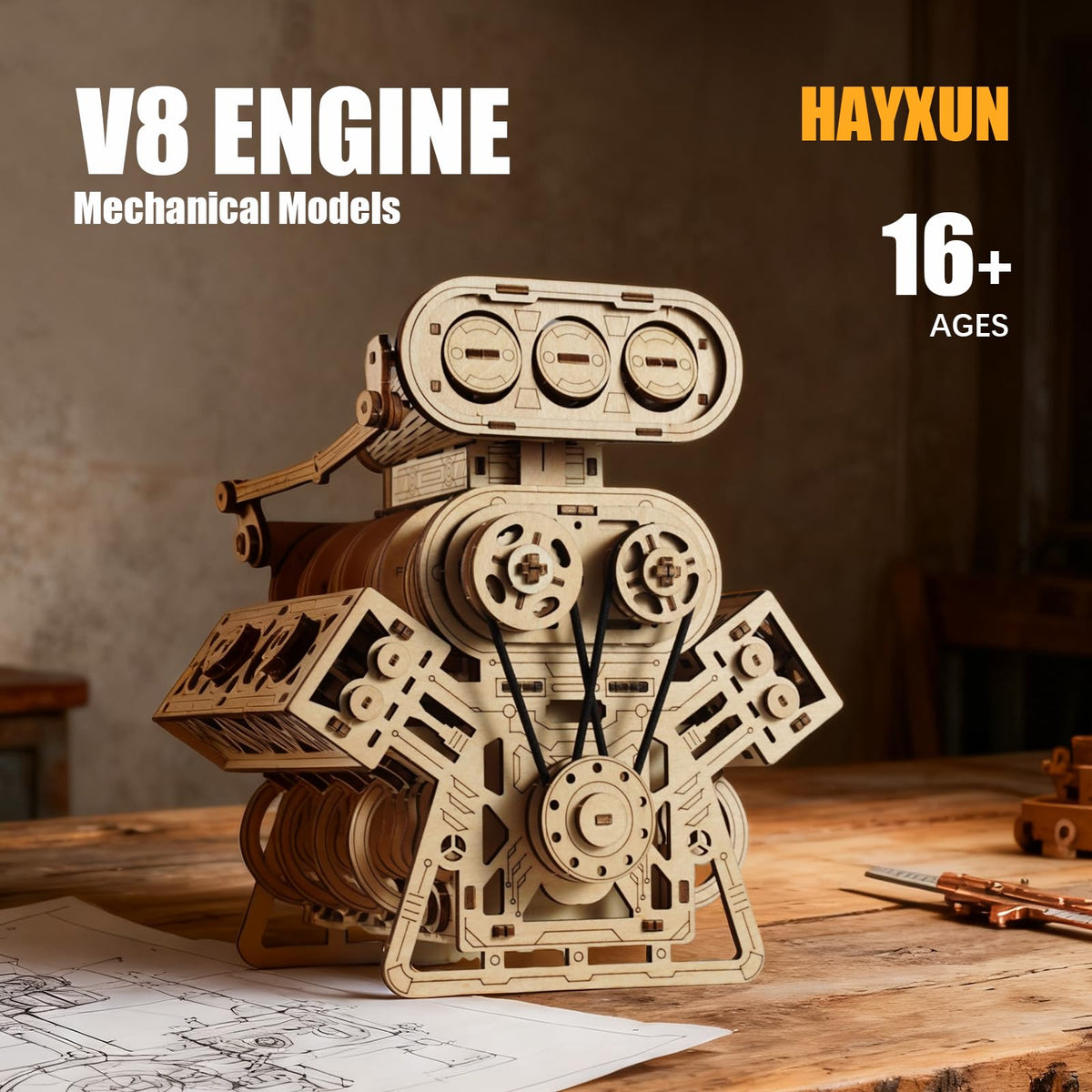 HayXUN V8 wooden display model offers premium display for your desk.
