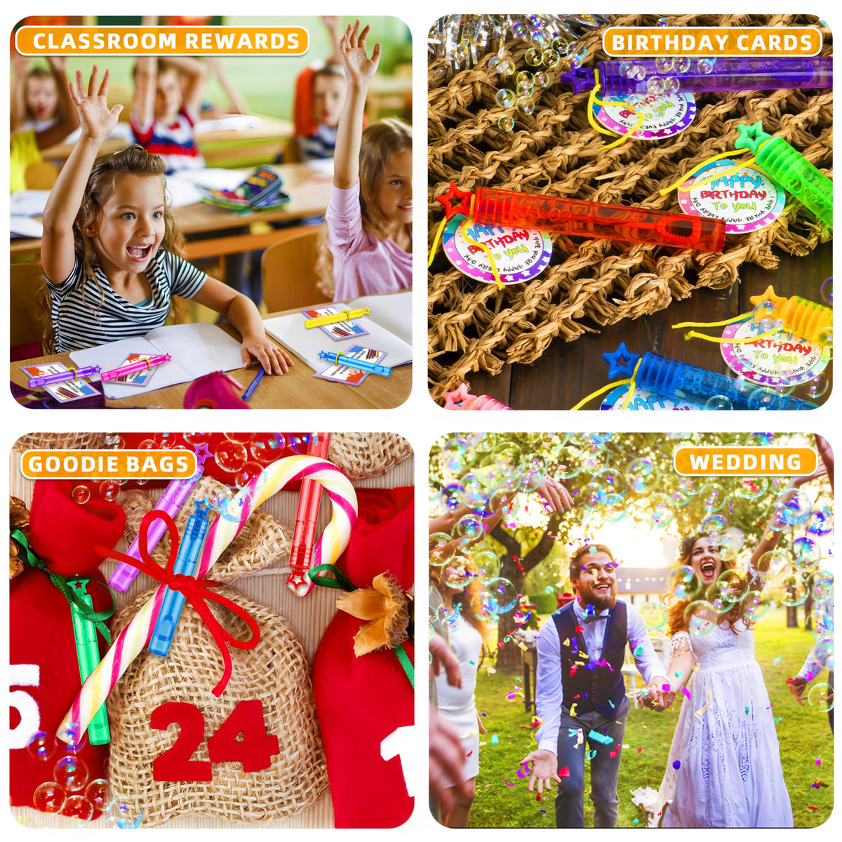 Hazibao bubble wands ideal for parties, outdoor games, and classroom prizes.