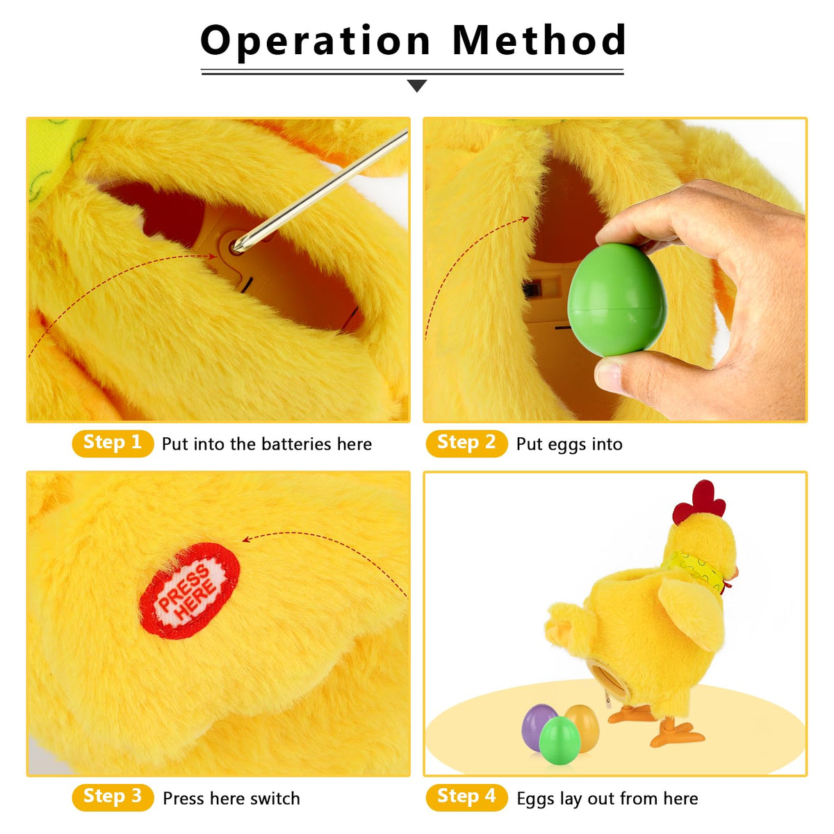 hbbhml fluffy Easter gift set chicken toy for family fun