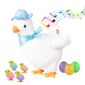 HBBHML plush electric laying egg chicken toy showing egg laying action for kids
