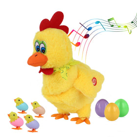 hbbhml plush laying-egg chicken toy with music for kids