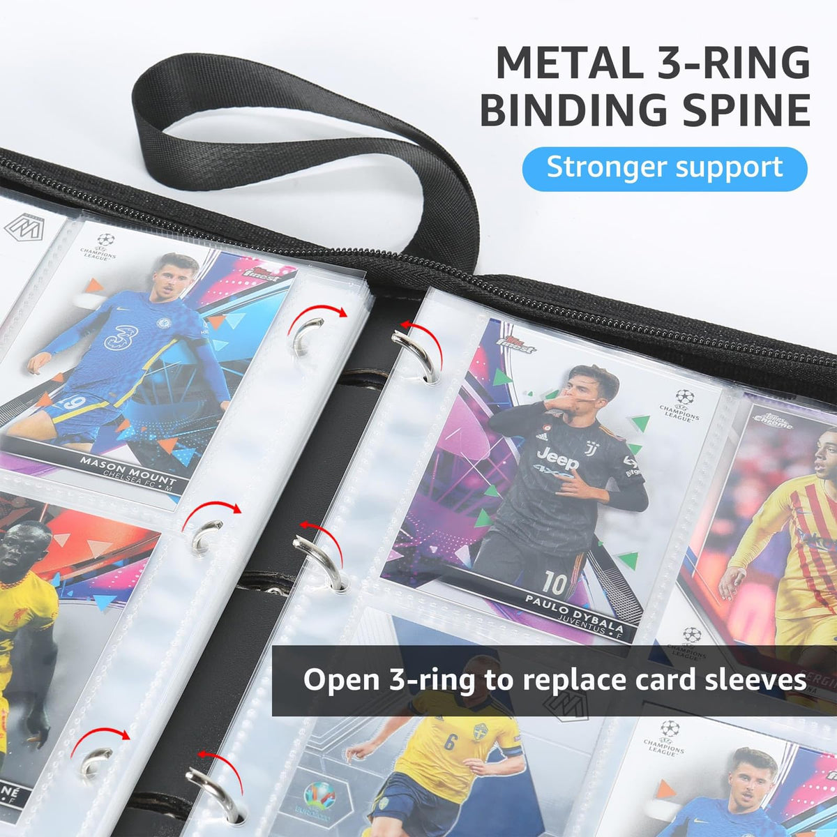 HBK sleeves visible inside binder showing card protection and clarity
