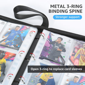 HBK sleeves visible inside binder showing card protection and clarity