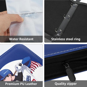 HBK binder zipper closure securing cards during transport
