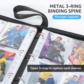 HBK Soccer Card Binder compact design fits backpacks for travel and games.