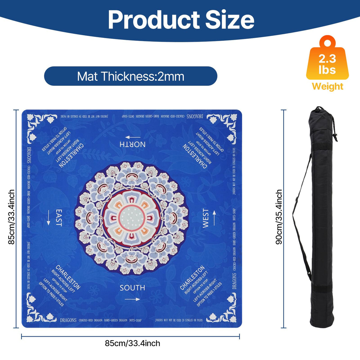 HBLEDOT Mahjong Mat laid flat on table with anti-slip backing for stable play.