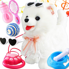 HCdoujoy walking Samoyed puppy toy with lifelike movement for interactive play