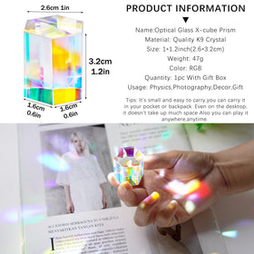 HDCRYSTALGIFTS crystal cube 1.2-inch prism for precise optics experiments.