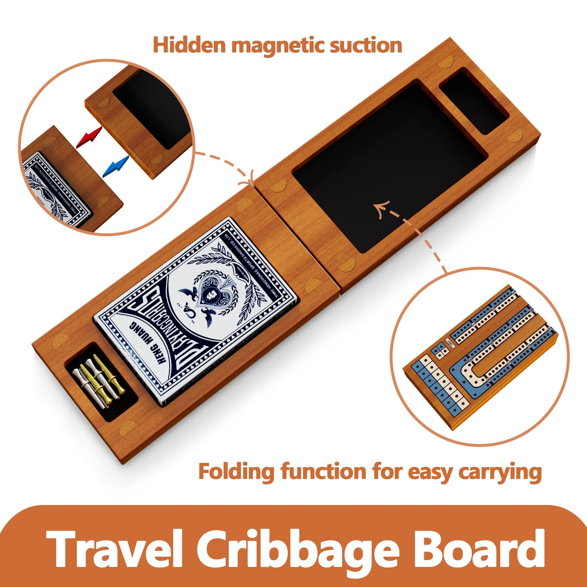 Hdsahdok built-in storage holds pegs, cards, and manual for quick setup