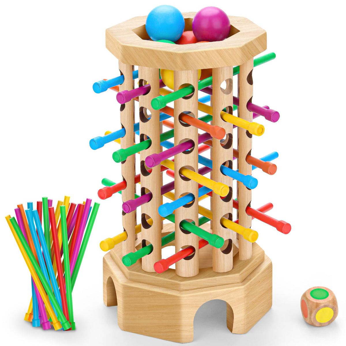 Hdsahdok Montessori wooden board game wooden tower enhances family play