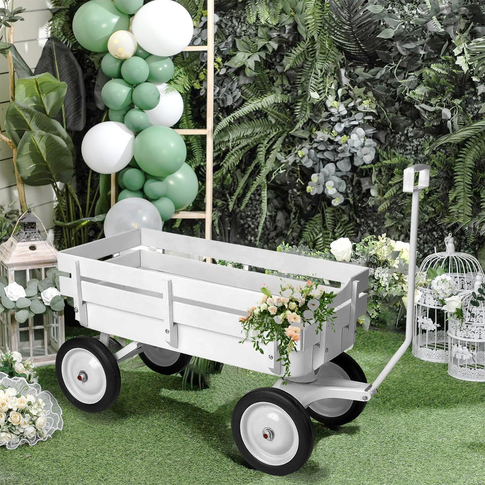 HDYEGIOU all-terrain cargo wagon in white, ideal for weddings and outdoor décor.
