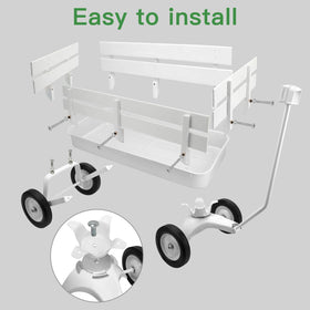 HDYEGIOU white wagon's removable wooden side panels simplify setup and storage.