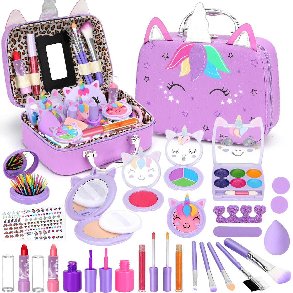 Heaning kids makeup kit case with mirror for organized pretend play.