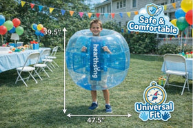 HearthSong bumper-balls backyard setup for big-group party play and movement