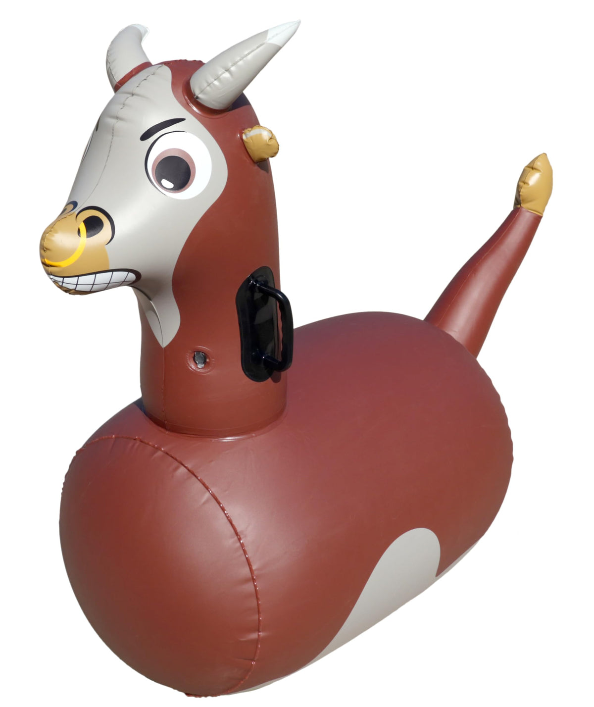 HearthSong Hop N Go bull rider toy front view with durable vinyl for active kids.