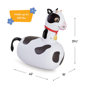 HearthSong Hop N Go cow kid riding in backyard for imaginative play.
