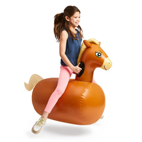 HearthSong Hop N Go inflatable horse, front view, ideal for outdoor active play.