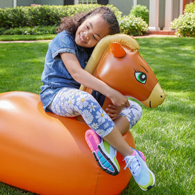 HearthSong Hop N Go inflatable horse, handle detail, secure grip for confident bouncing.
