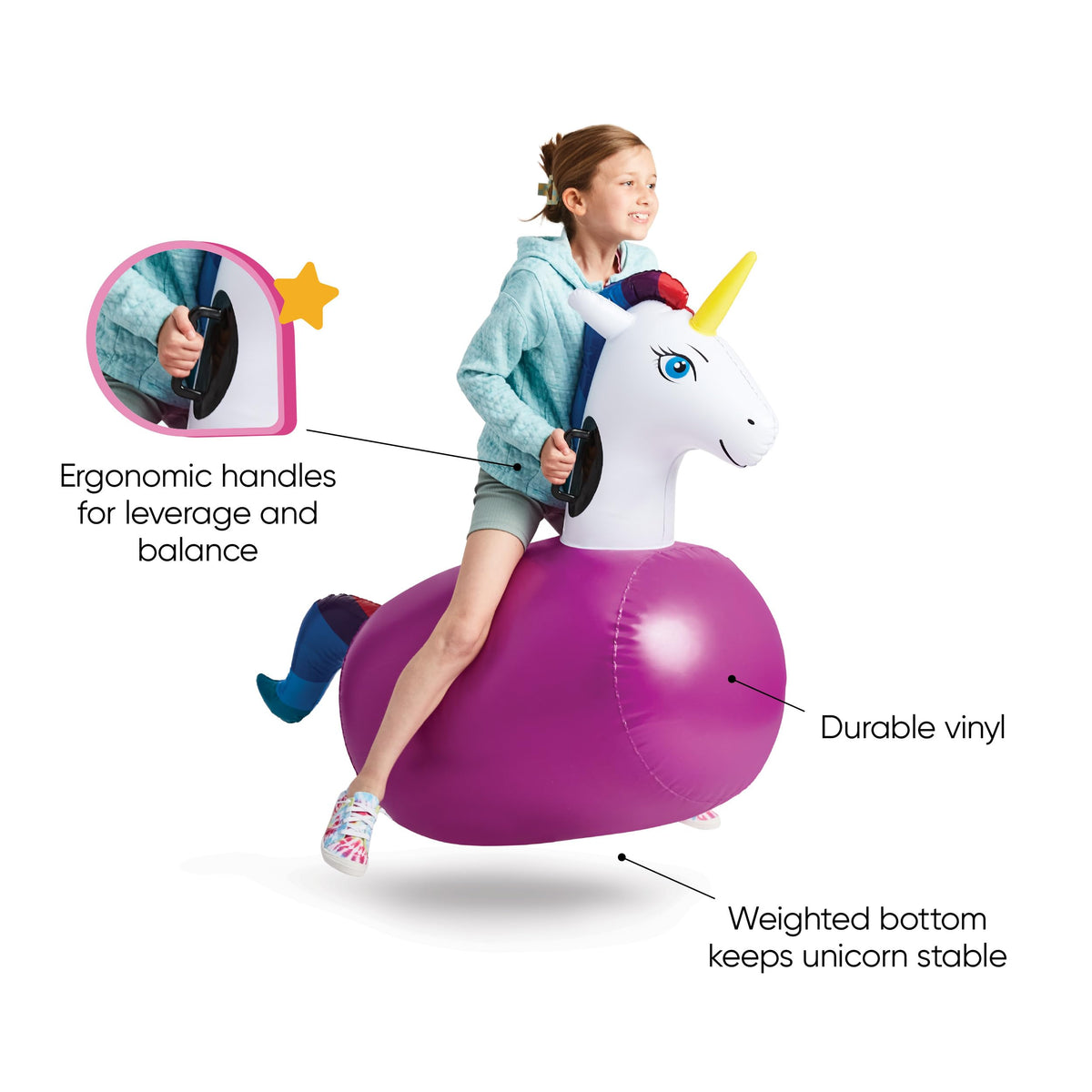 HearthSong Hop N Go unicorn weight capacity up to 200 lbs for kids
