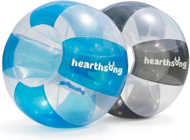 HearthSong black wearable bumper ball in action for backyard tumbling and laughter