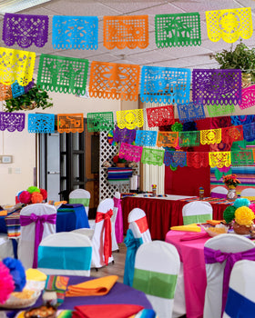 Heartome Fiesta banner flower pattern evokes color and celebration.