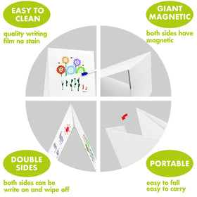 Hebayy magnetic tabletop easel double-sided design supports two-sided lessons