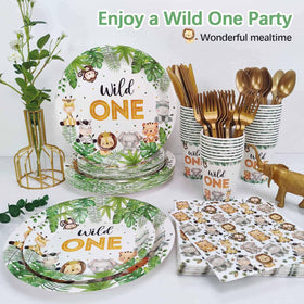 Heboland Wild One 175-piece party set for 25 guests; complete tableware