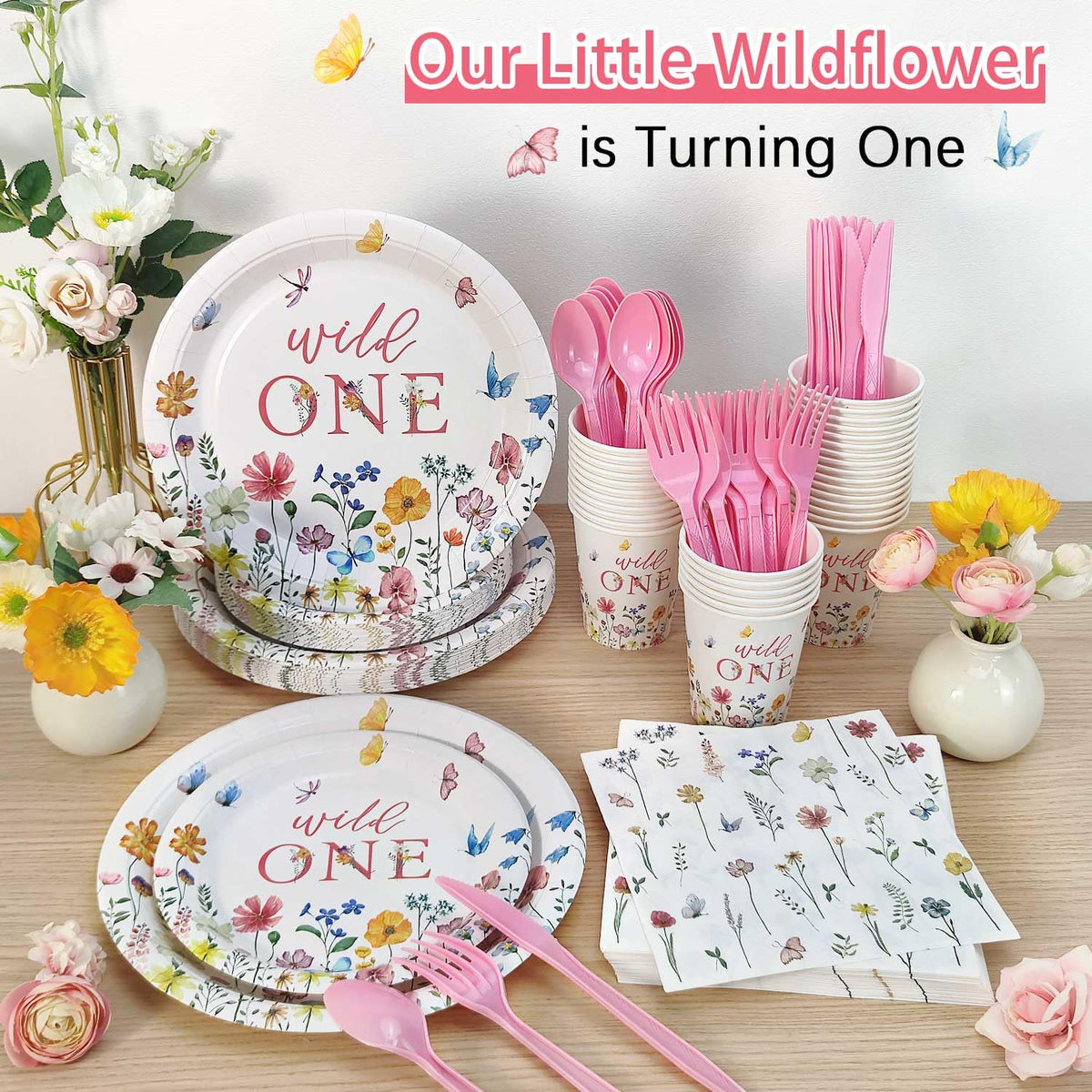 Heboland wildflower tableware creates cohesive decor and a festive tablescape