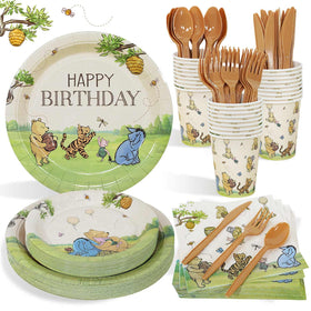 Heboland Winnie Birthday Plates Set — 25 dinner plates, sturdy 350gsm for reliable serving.
