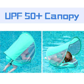 HECCEI baby swim float in adorable green color enhances family fun.