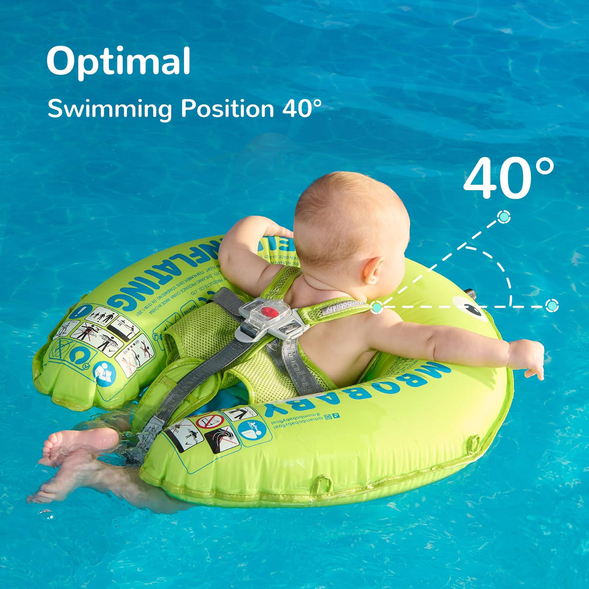 HECCEI Mambobaby float with five-point support delivers stable balance in water
