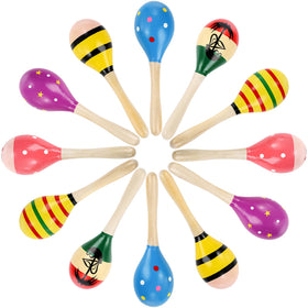 Hedume 12-pack wooden festival maracas 8-inch for lively party beats